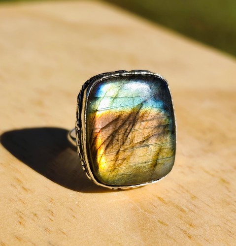 Natural labradorite ring 925 - ring,
