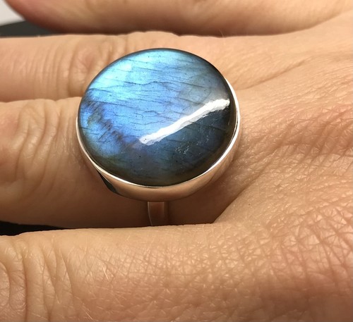 Labradorite round ring solid - labradorite,