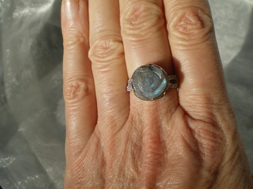 Carved labradorite ring - ring,, size