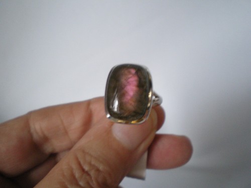 Pink flash labradorite ring - labradorite,