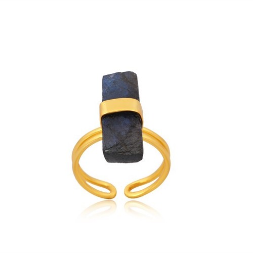 Raw labradorite gemstone ring - raw,