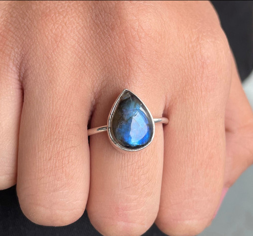 Labradorite ring 925 sterling - ring,