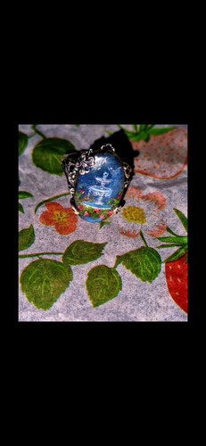 Labradorite hand painted ring