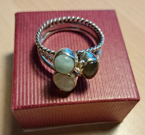Silver multi gemstone ring - ,