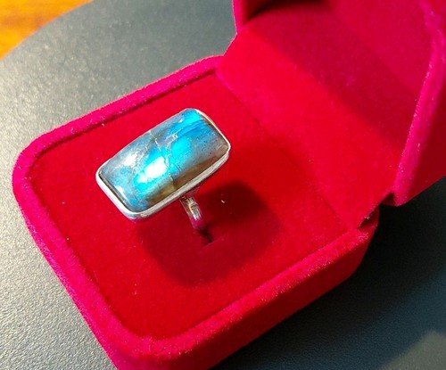 Labradorite crystal ring - crystal, size